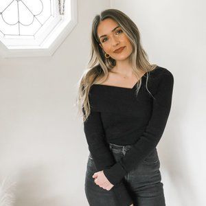 H&M Black One Shoulder Knit Top